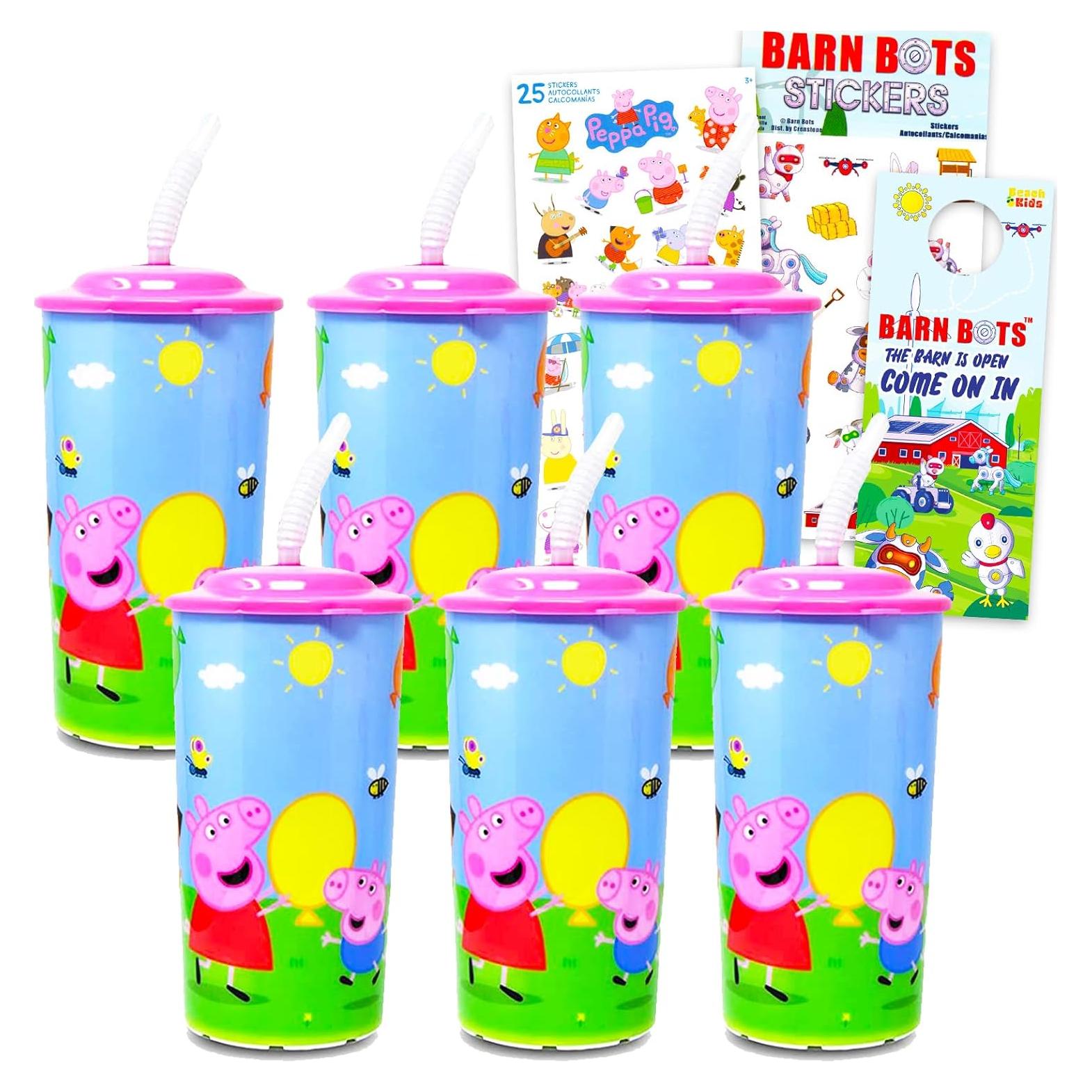 Vasos Reutilizables Peppa Pig 6 Piezas 473 ml con Stickers