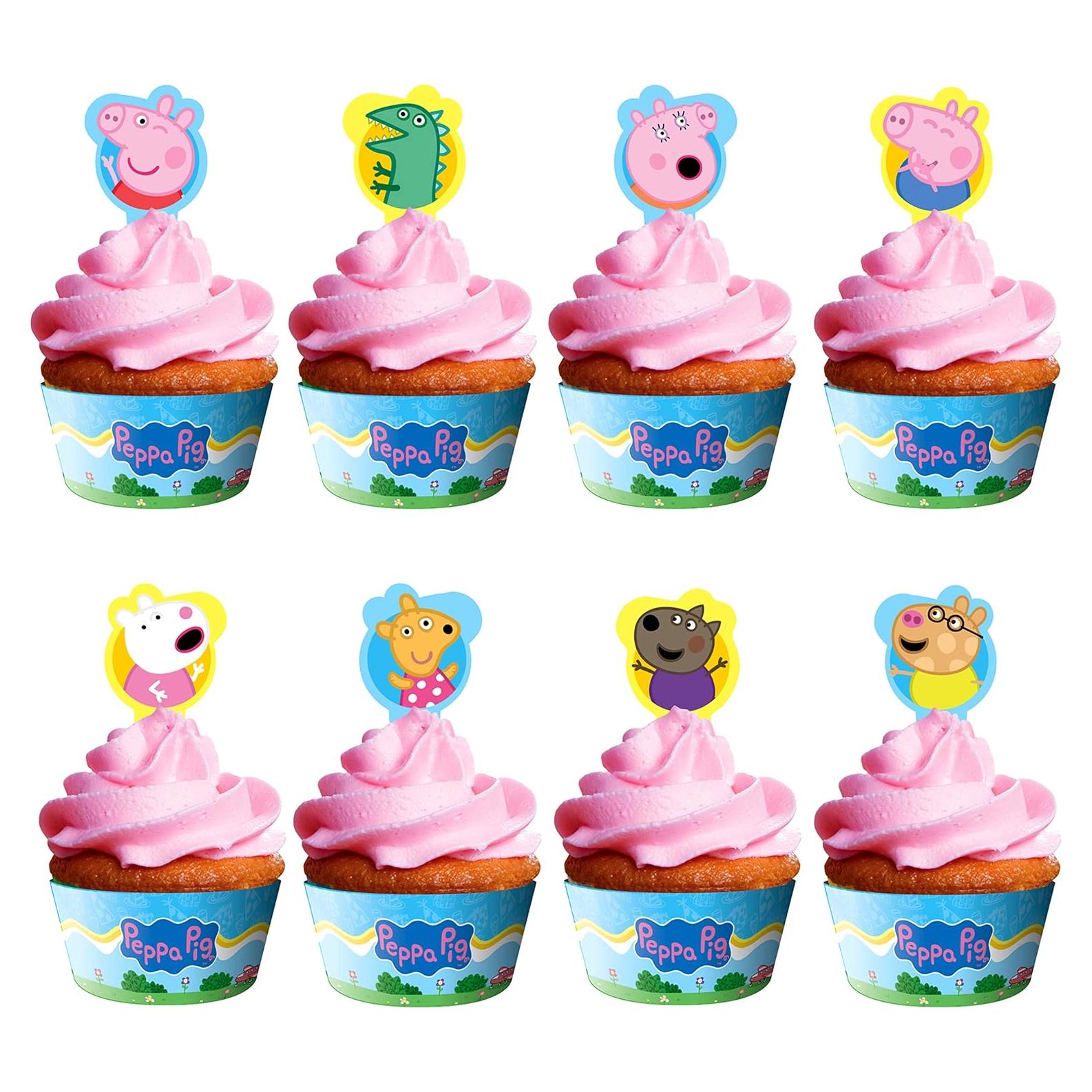 Decoraciones de Cumpleaños Peppa Pig - Toppers y Fundas 24ct