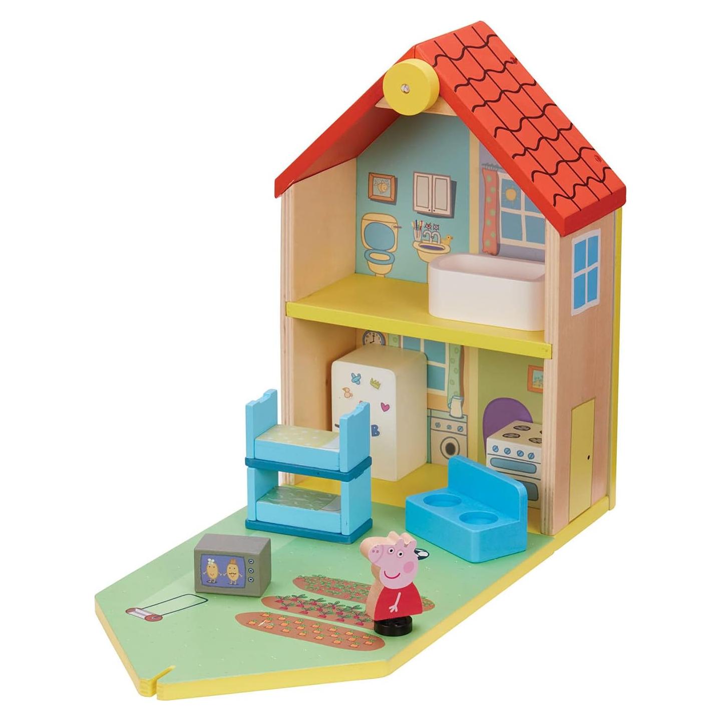 Casa Familiar de Madera Peppa Pig con Muebles y Figura