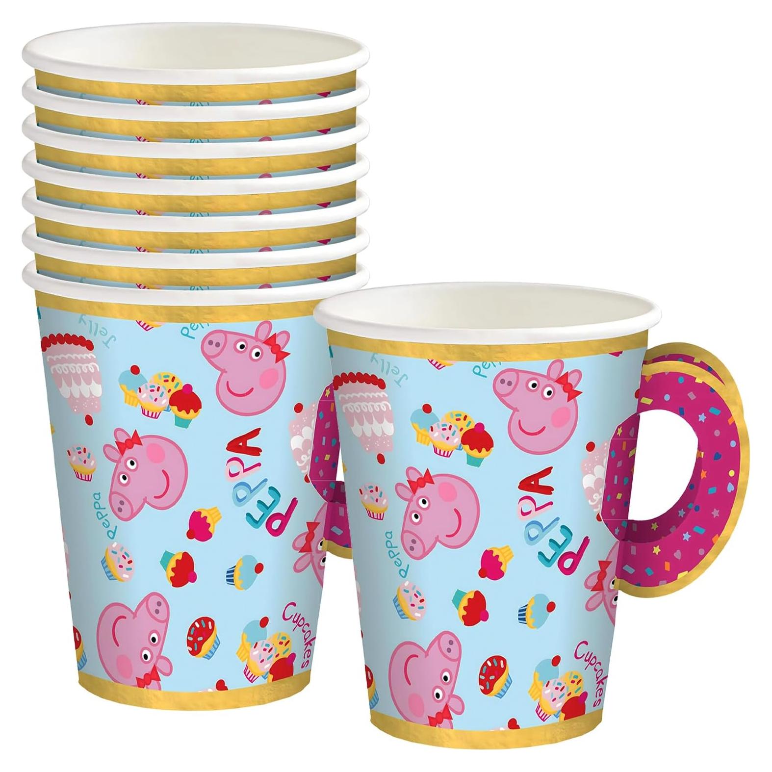 Tazas de Fiesta de Té Amscan Peppa Pig Multicolor 266 ml - Paquete de 8