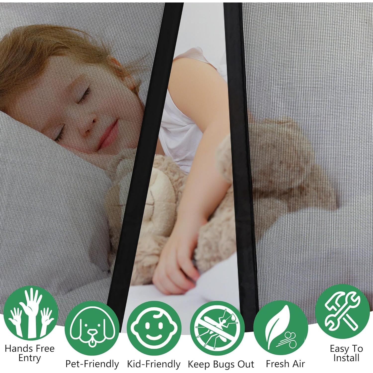 RELIANCER Cortina de Malla Magnética 80x203 cm Fibra de Vidrio