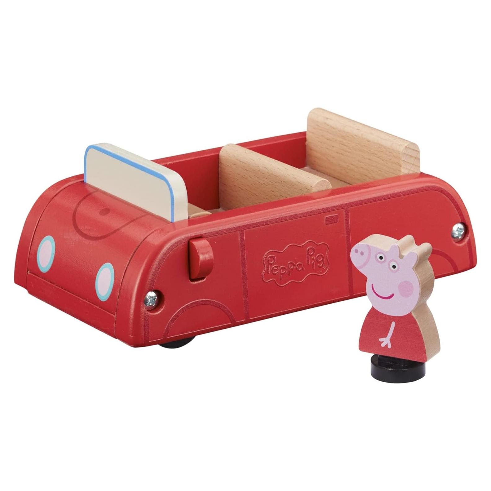 Coche Rojo de Madera Peppa Pig - Juguete Sostenible 15.3 cm