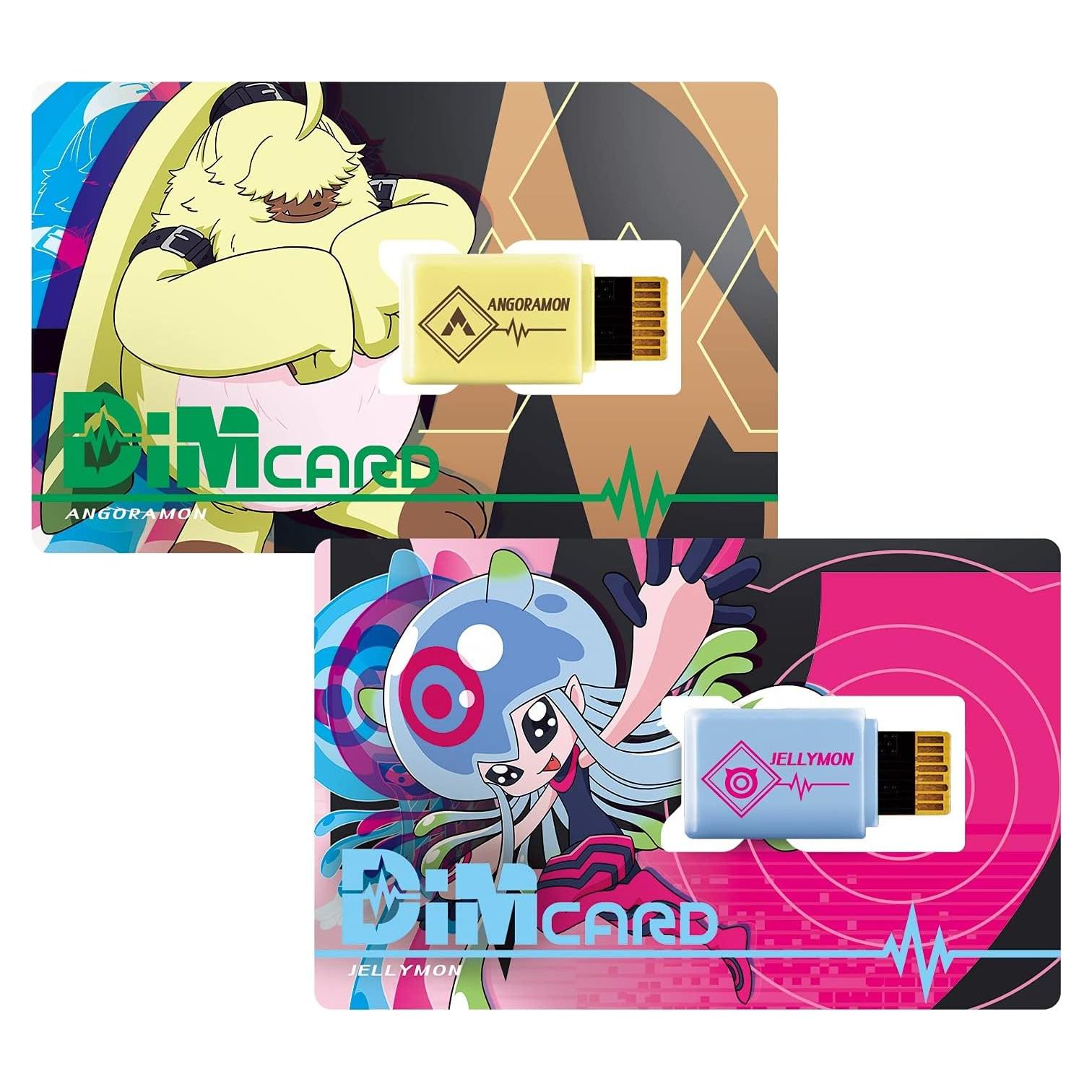 Tarjetas DIM Digimon Angoramon y Jellymon para Vital Bracelet