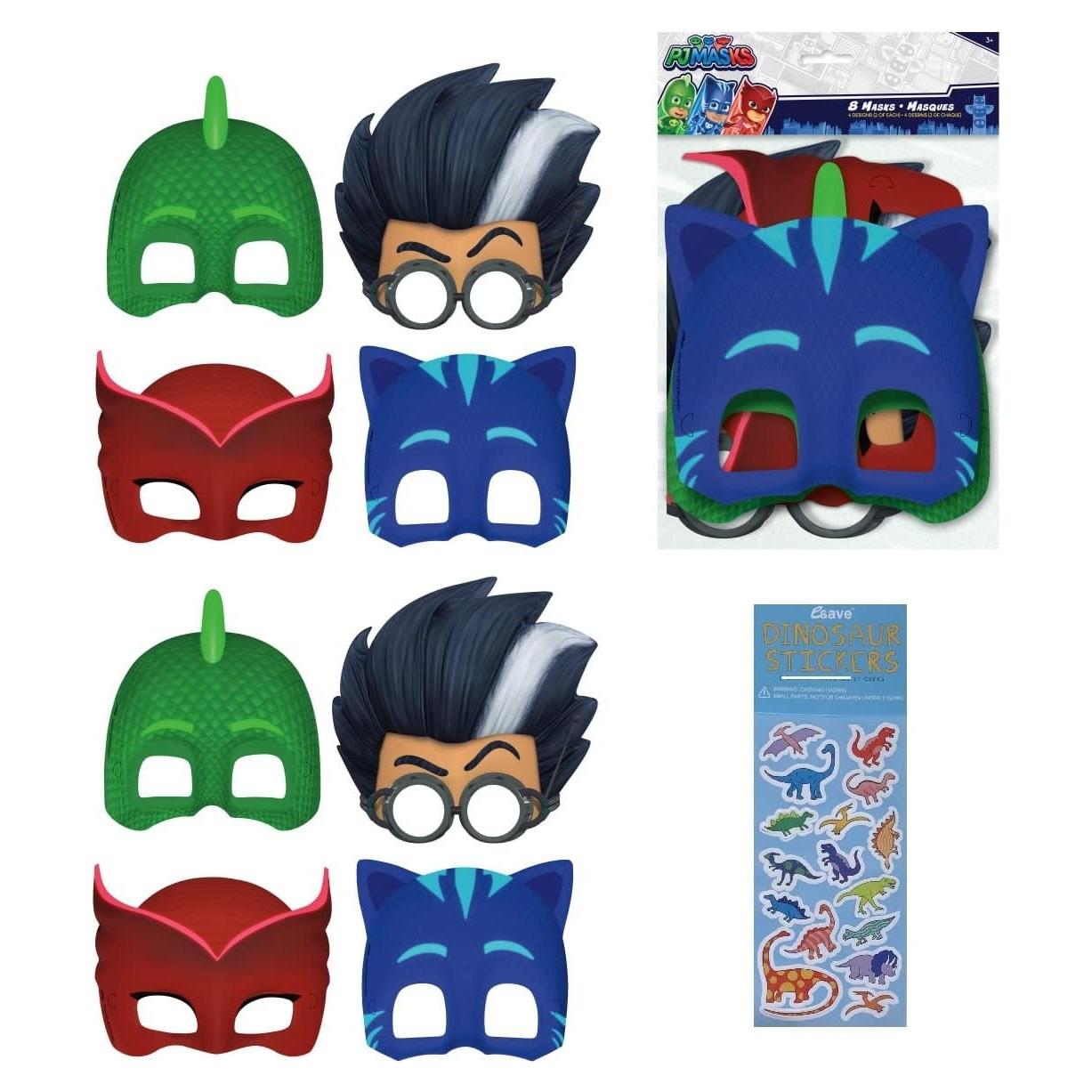 Paquete de Fiesta PJ Masks - 16 Máscaras de Papel y Stickers