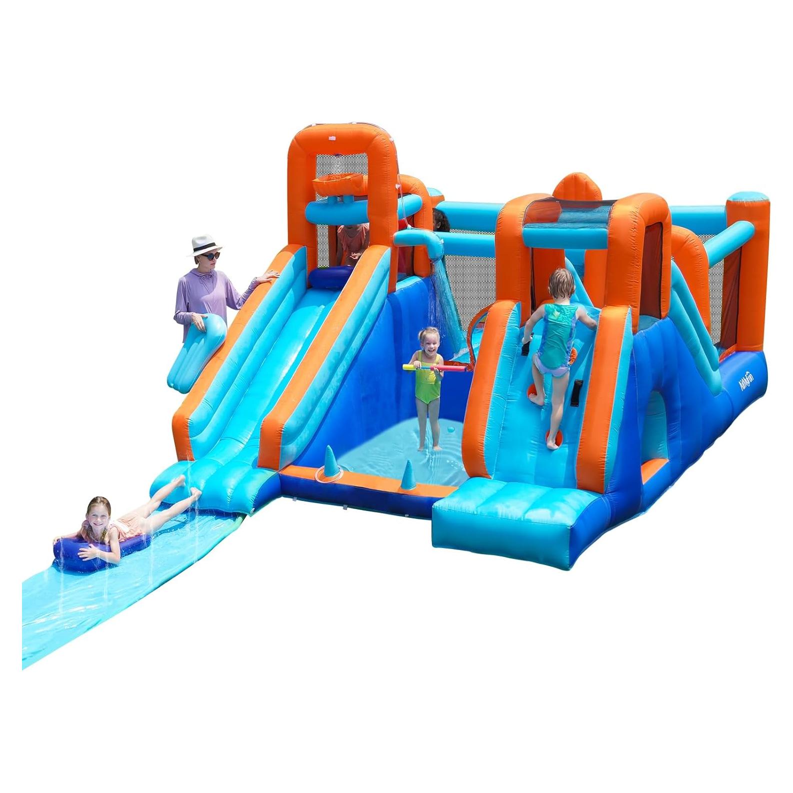 Casa Inflable de Salto AirMyFun con Doble Tobogán y Ventilador