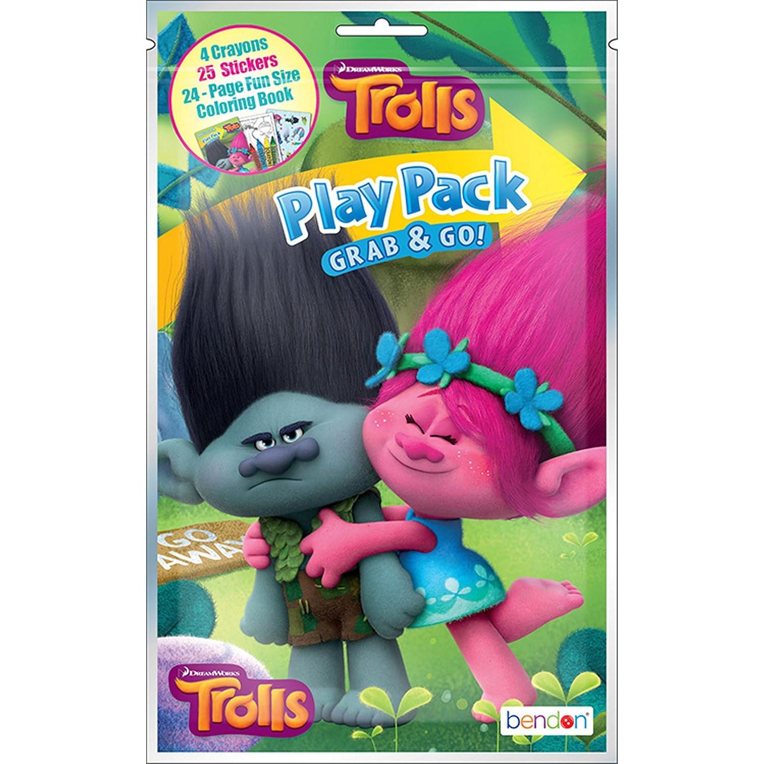 Paquete de 12 Juegos Trolls Agarra y Ve Bendon - Mini Colorear