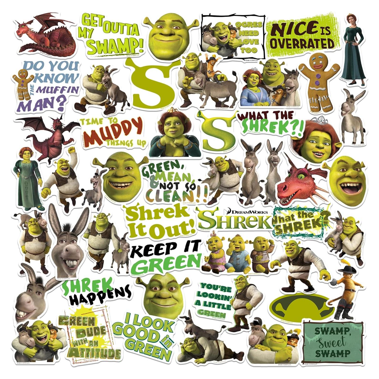 Pack de 50 Stickers Grandes Deluxe Shrek - Vinilo Premium