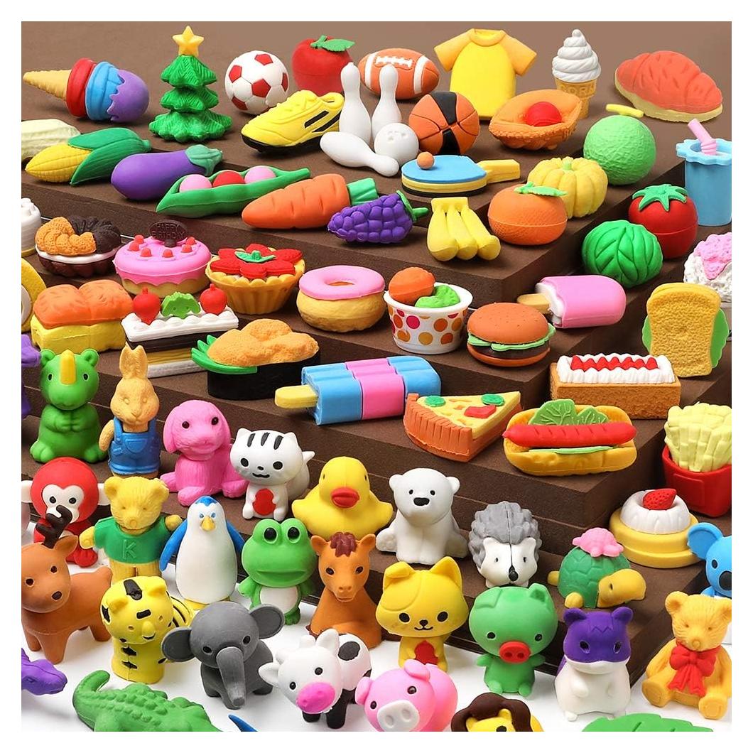 Paquete de 100 Gomas de Borrar 3D UMIKU para Niños
