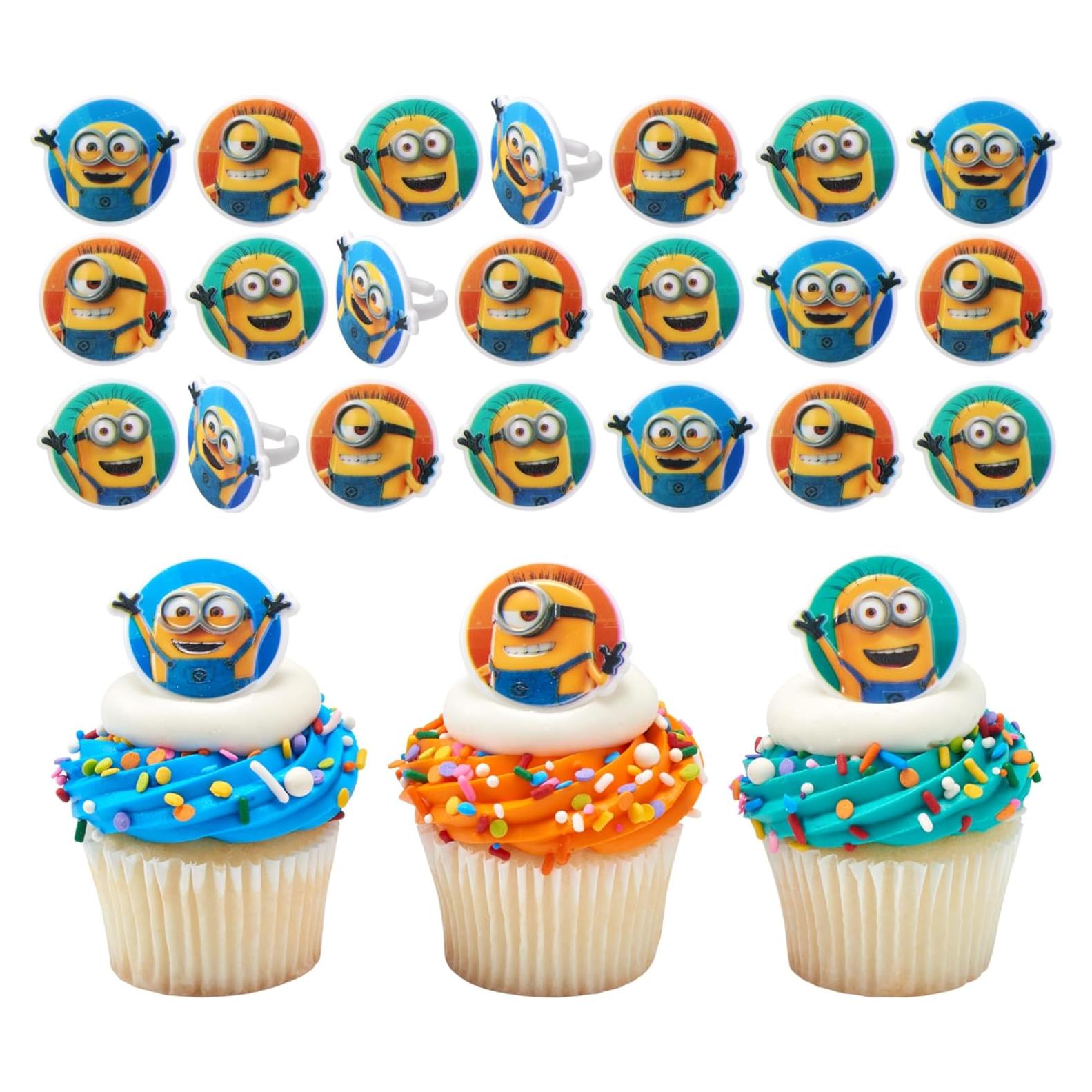 Anillos de Cupcake Minions DecoPac - 24 Decoraciones para Cumpleaños