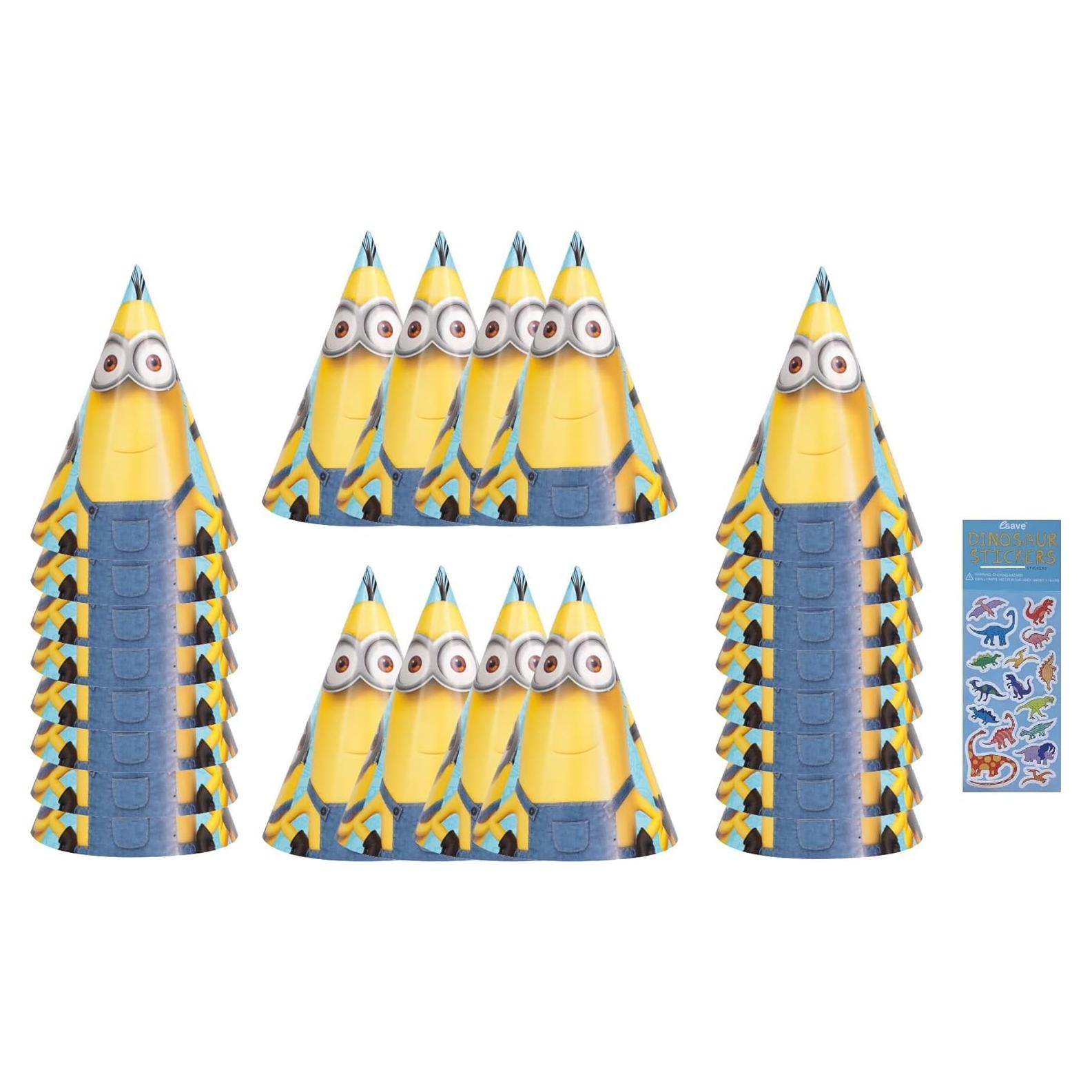 Suministros Fiesta Cumpleaños Mi Villano Favorito - 24 Sombreros y Stickers