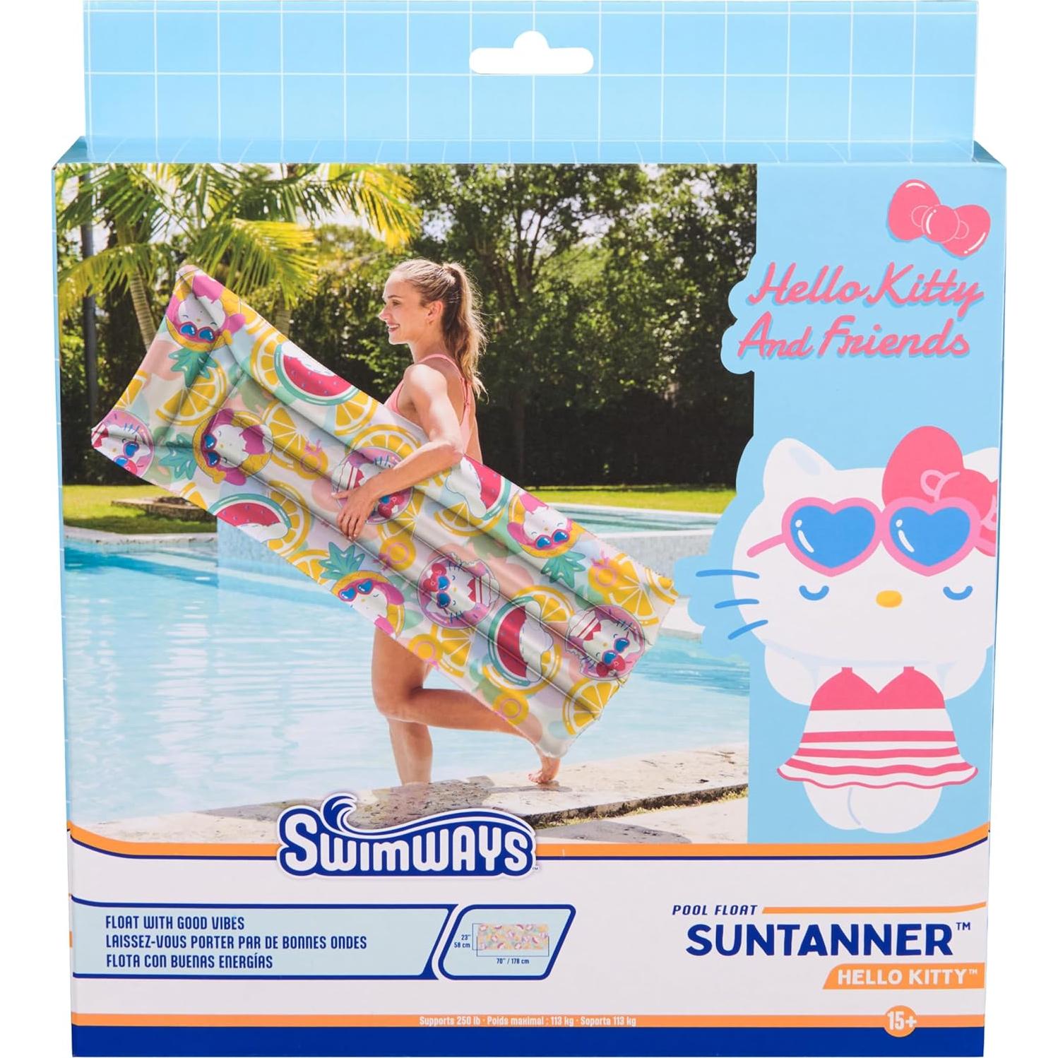 Flotador de piscina Suntanner Hello Kitty Swimways 178x58 cm