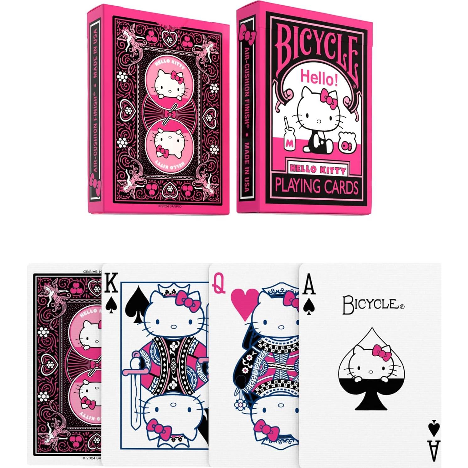 Baraja Hello Kitty Bicycle Negra y Rosa - 90.7g, 9.3x6.5cm