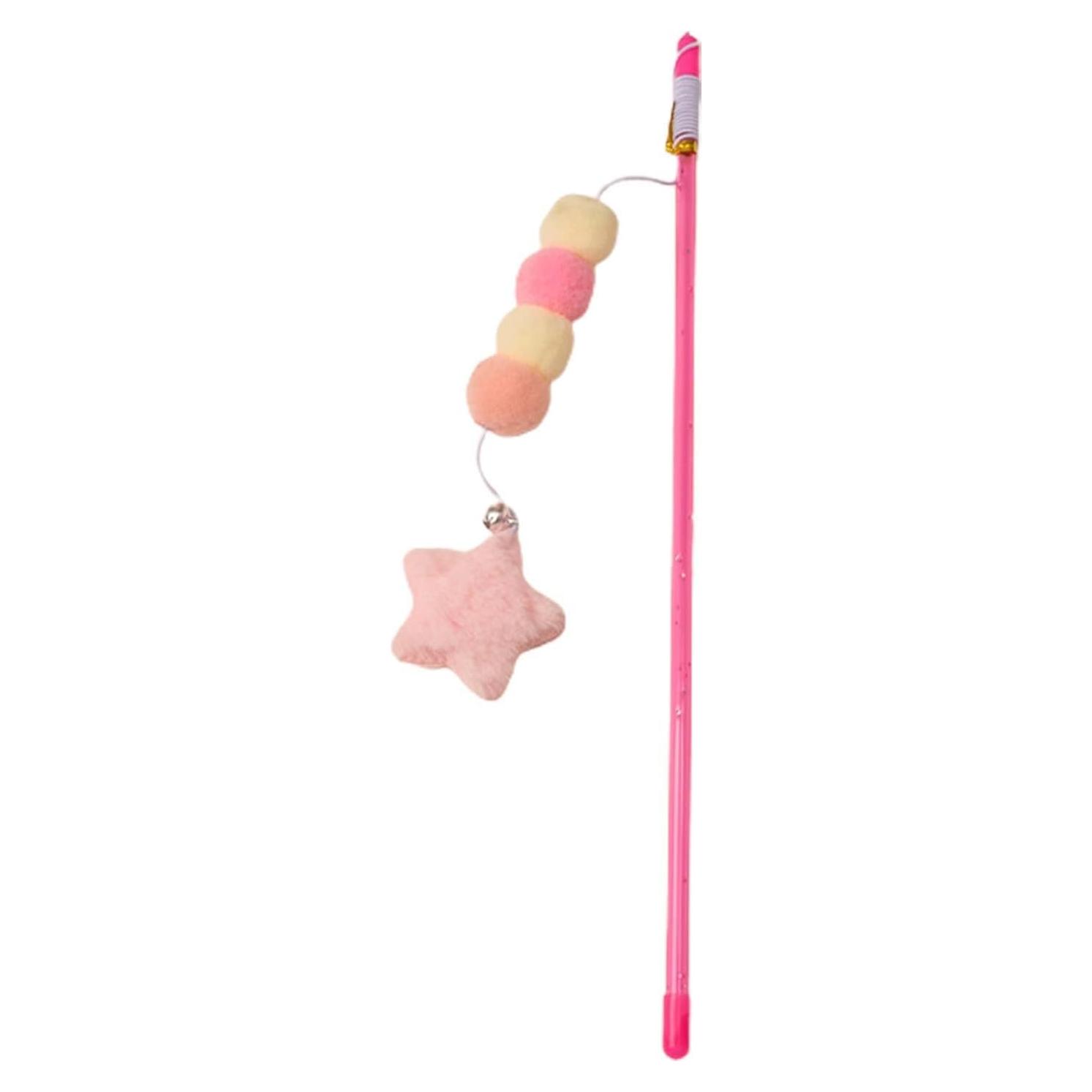 Juguete de Varita para Gato BWESOO Rosa con Cuerda y Peluche