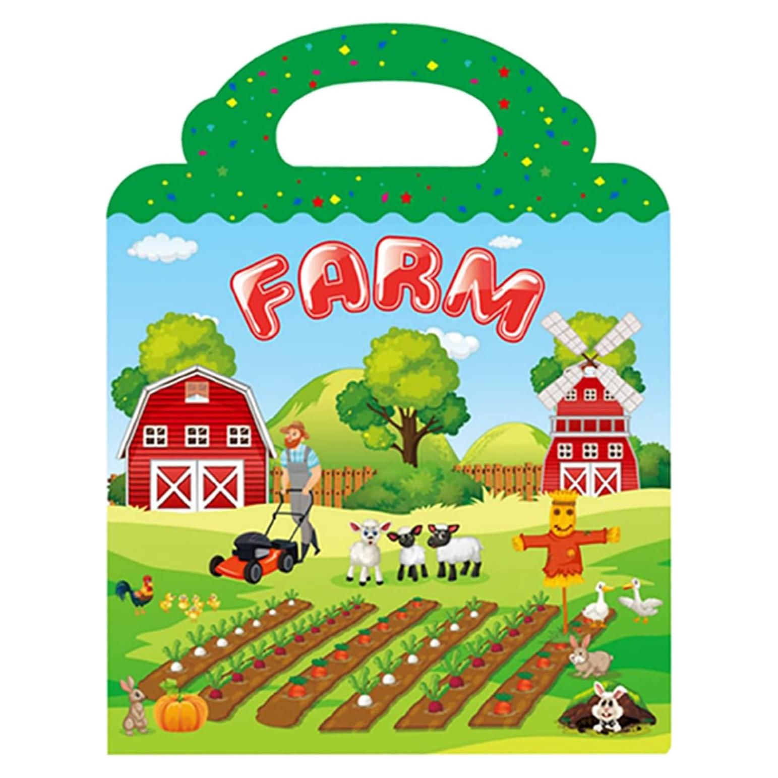 Libro de Pegatinas Reutilizables Yowlieu Granja 1 Pcs