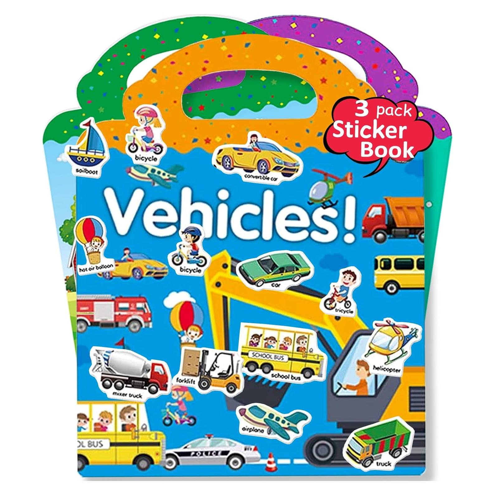 Libros de Pegatinas Reutilizables Yowlieu 3 Pcs Educativos