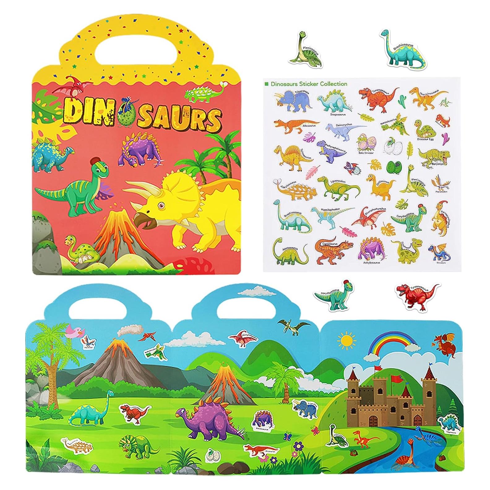 Libro de Pegatinas Reutilizables Yowlieu Dinosaurios 17.8x12.7cm