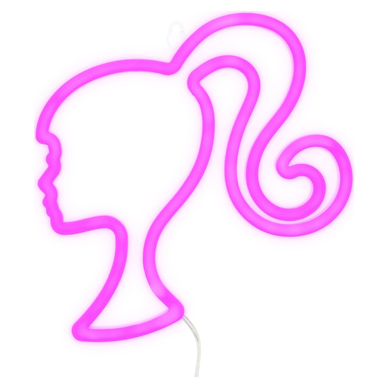Luz de Neón LED Barbie Paladone 22 cm Rosa USB Decorativa