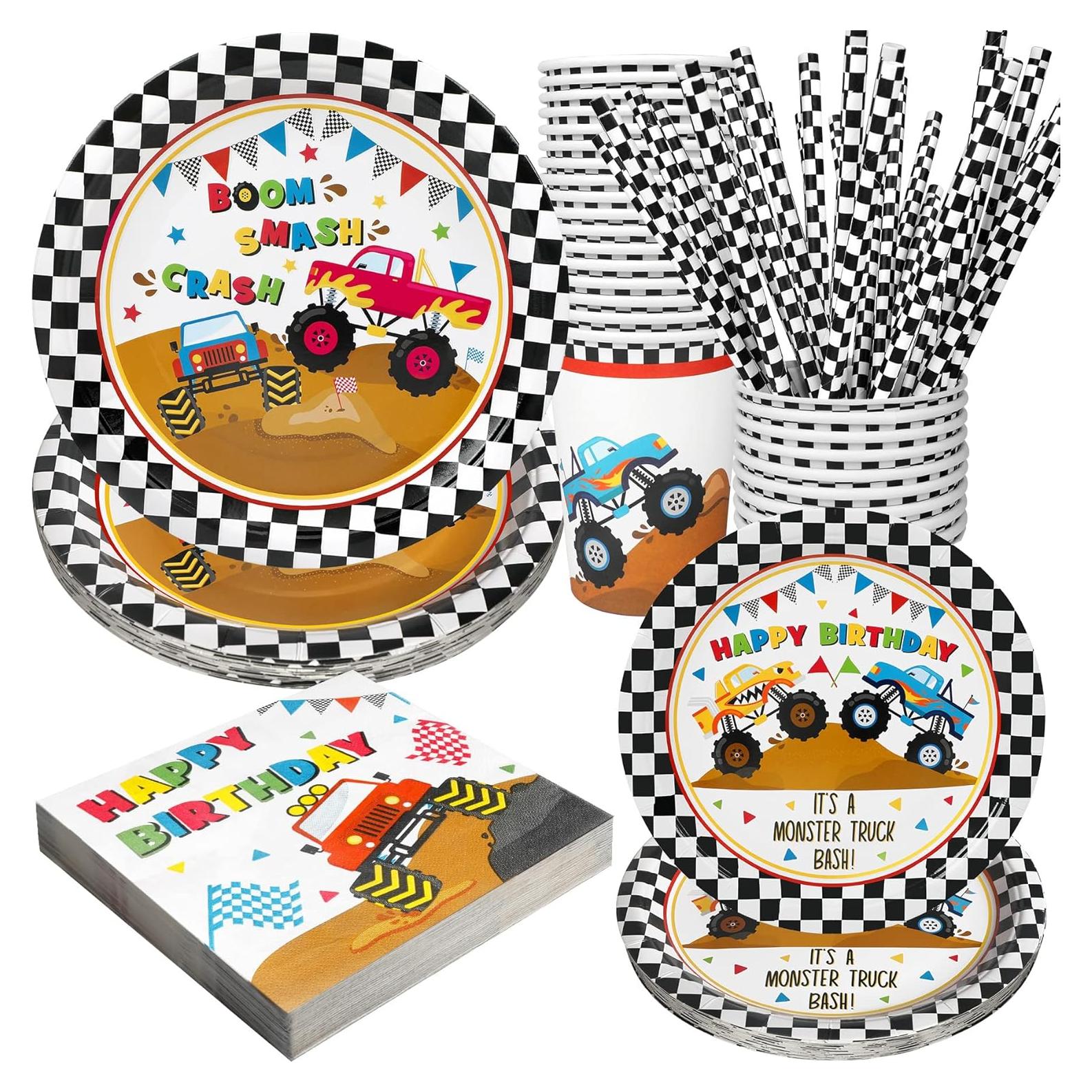 Juego de Vajilla Desechable Recheel Camiones Monstruo 120 Pcs