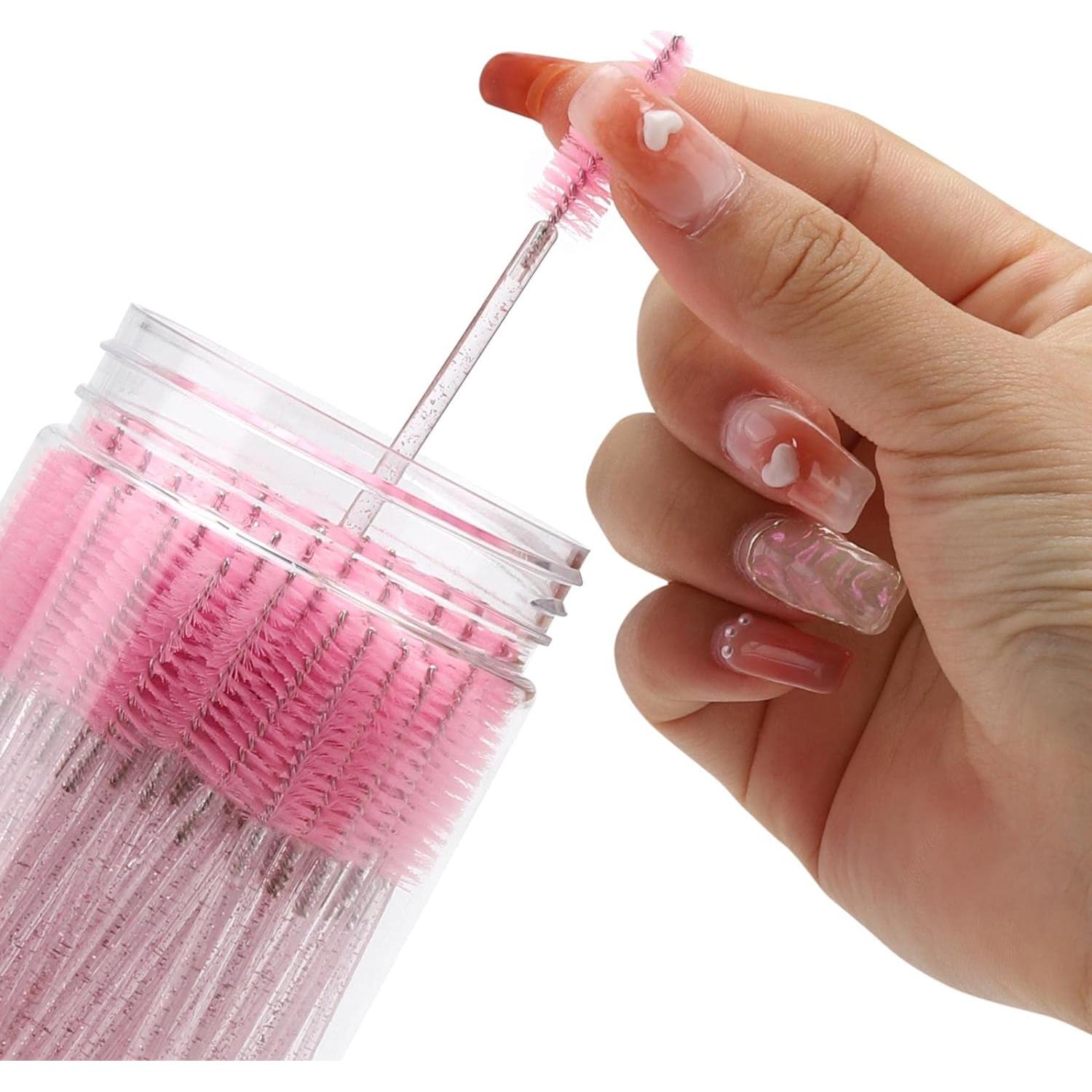 100 Varitas Desechables para Pestañas Tbestmax Rosa 10cm