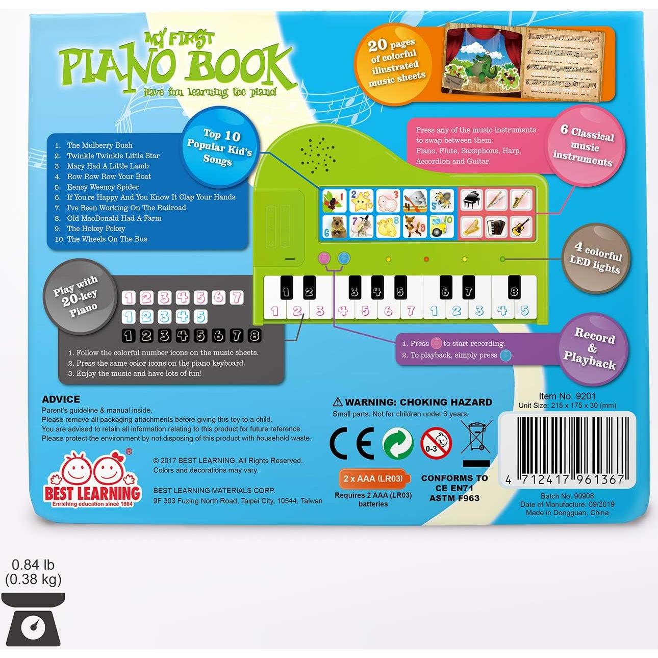 Libro de Piano Interactivo Best Learning 21.5x18 cm - Juguete Educativo