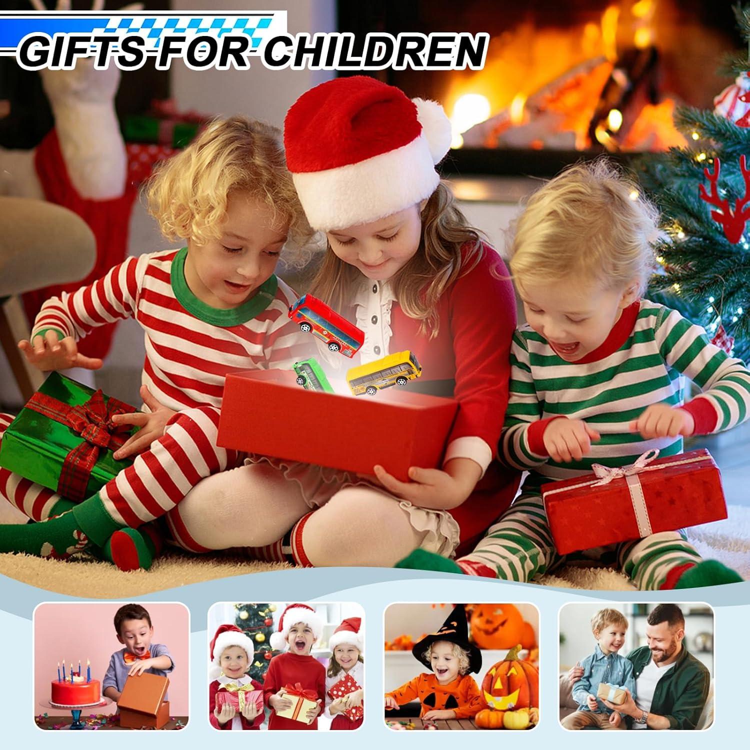 Set de 16 Juguetes de Vehículos Autobús de Ciudad a Retroceso