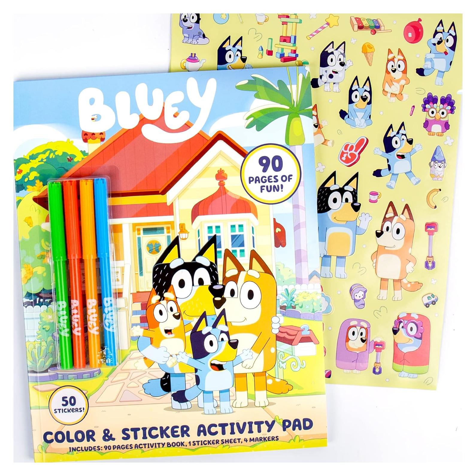 Libro para Colorear Bluey 90 Páginas + 4 Marcadores