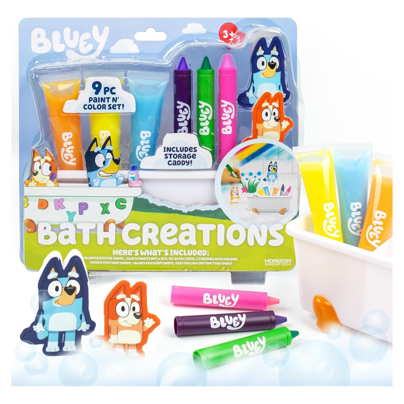 Conjunto de Baño Bluey 9 Piezas - Pinturas y Crayones Lavables