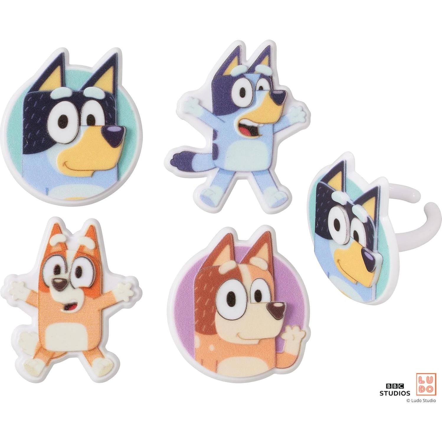 DecoPac Anillos de Cupcake Bluey - 24 Decoraciones 3D