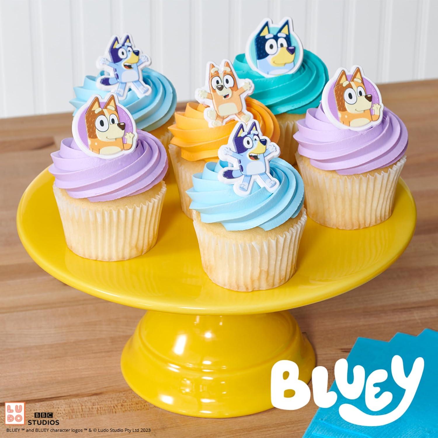 DecoPac Anillos de Cupcake Bluey - 24 Decoraciones 3D