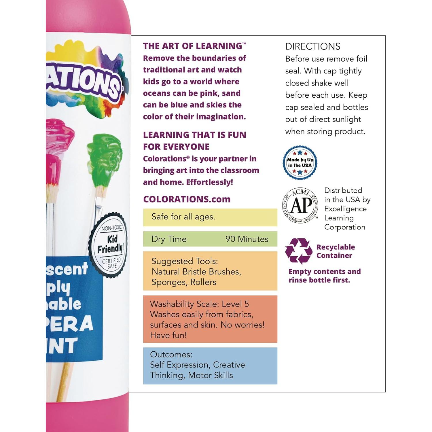 Pinturas Tempera Lavables Coloraciones SWT16, Set 11 Colores