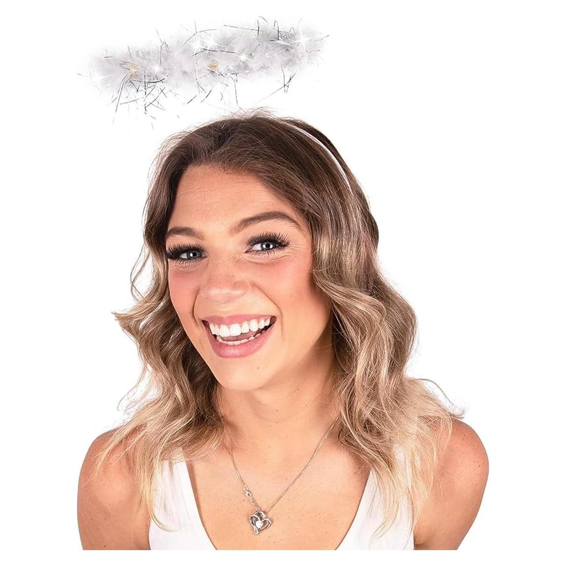 Diadema de Halo de Ángel Kangaroo con Plumas y 6 LEDs