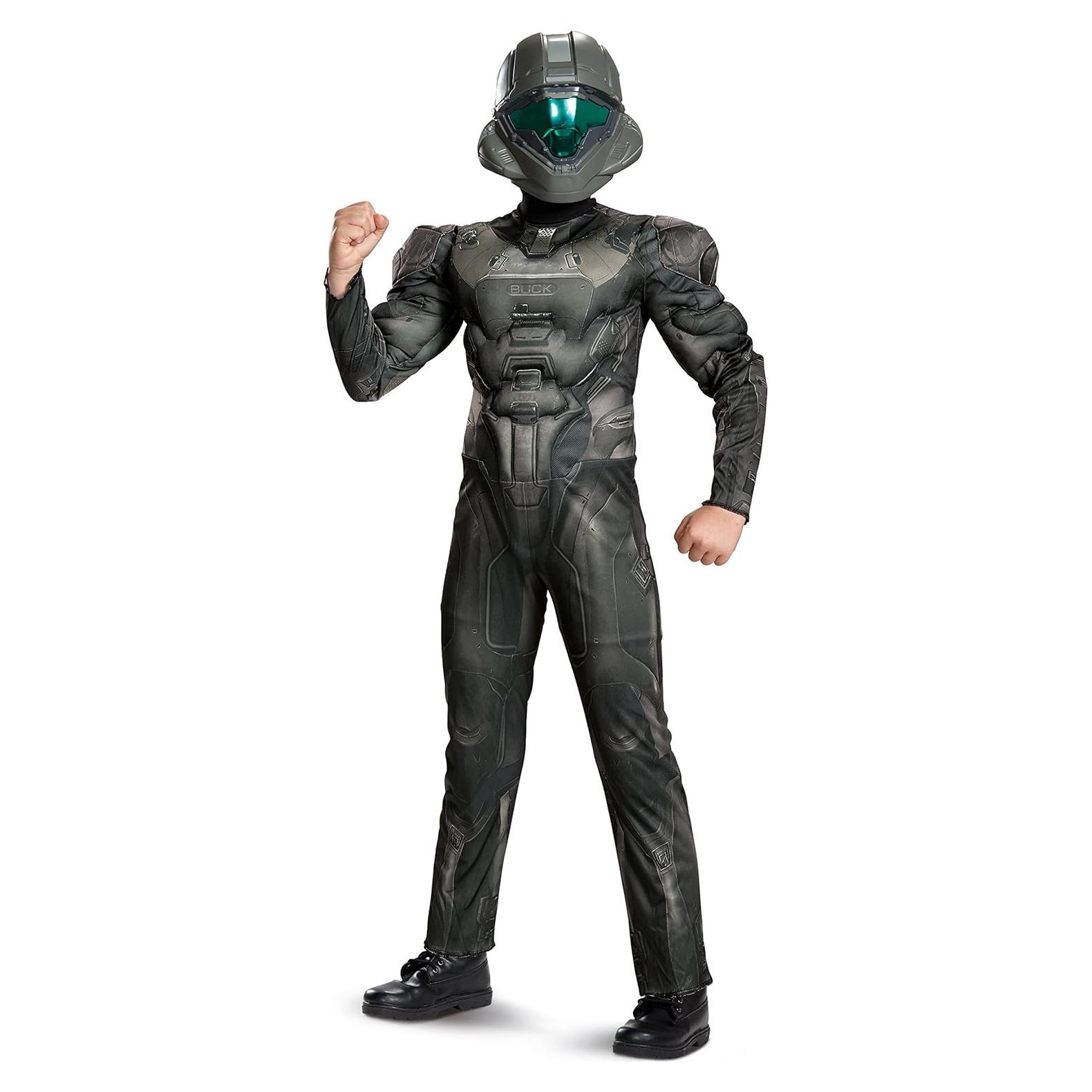 Disfraz Halo Spartan Buck Niños 7-8 años Musculoso Negro