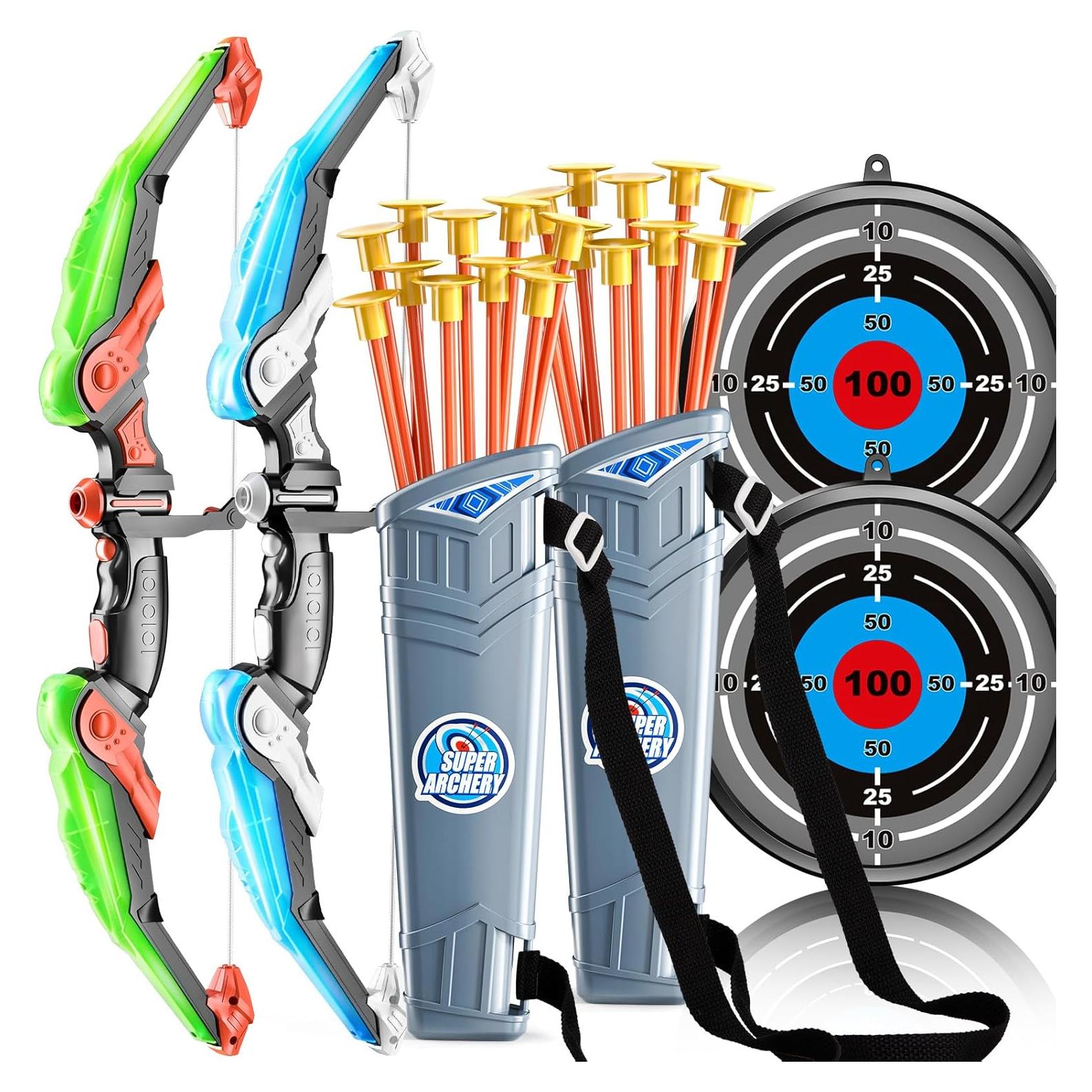 Juego de Arco y Flecha TEMI para Niños con Luz LED y 20 Flechas