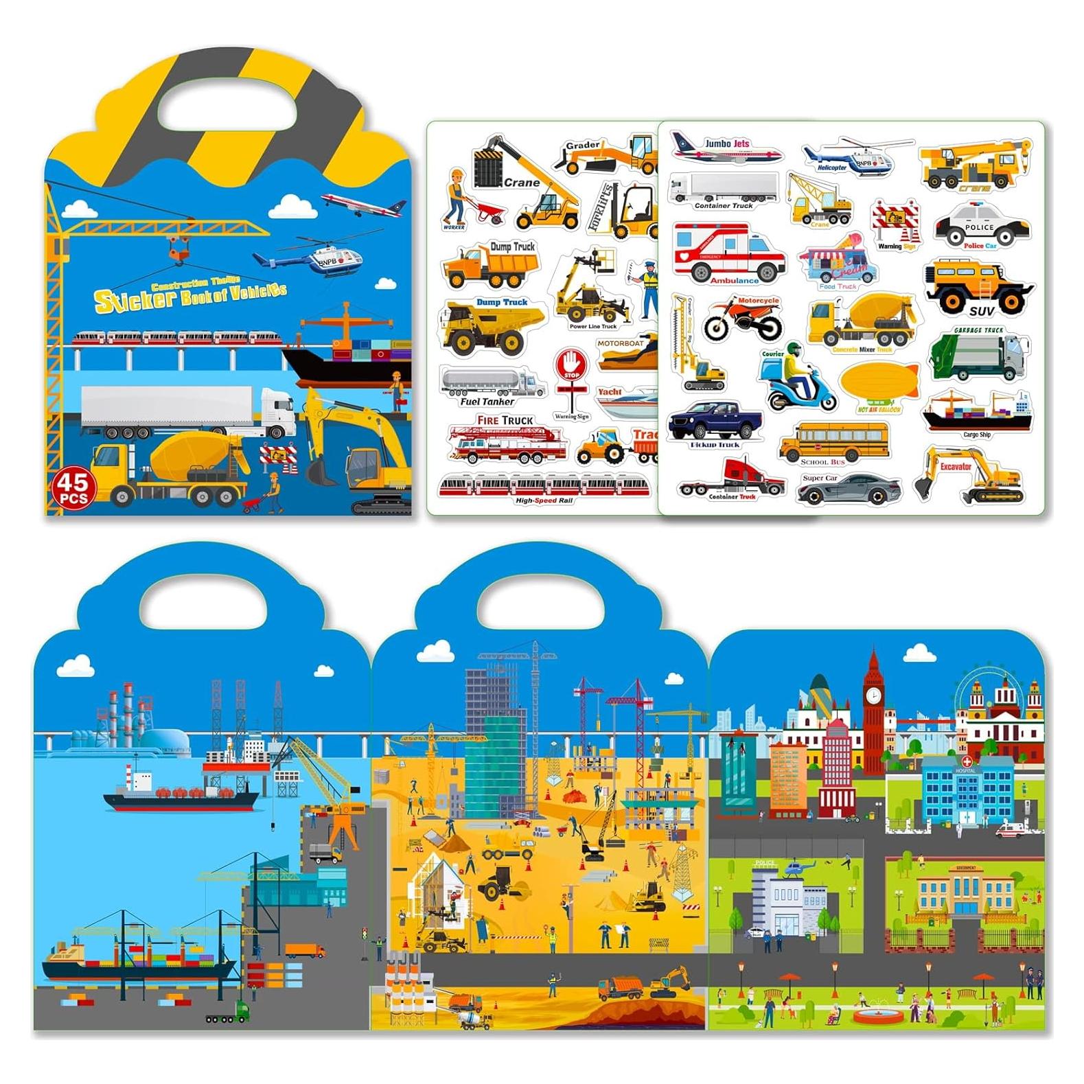 Libro de Pegatinas Reutilizables Cafalibe 45 Vehículos 3D