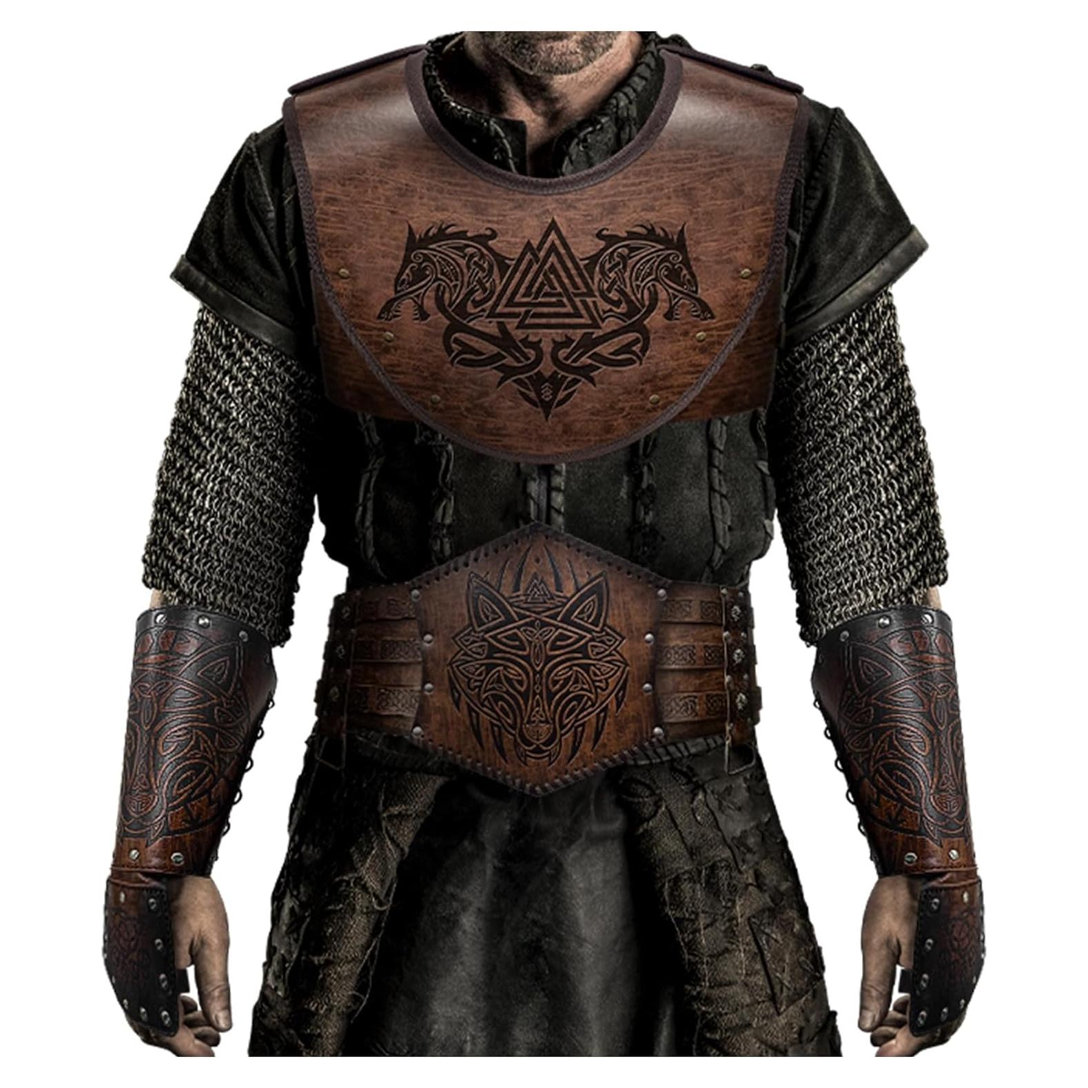 Conjunto de Guerrero Vikingo HiiFeuer con Armadura y Guantelete