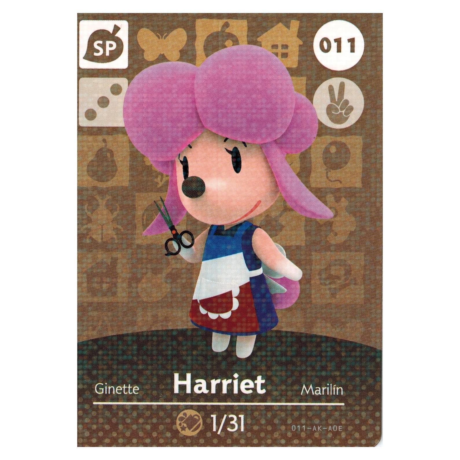 Tarjeta Amiibo Harriet 011/100 Animal Crossing Nintendo