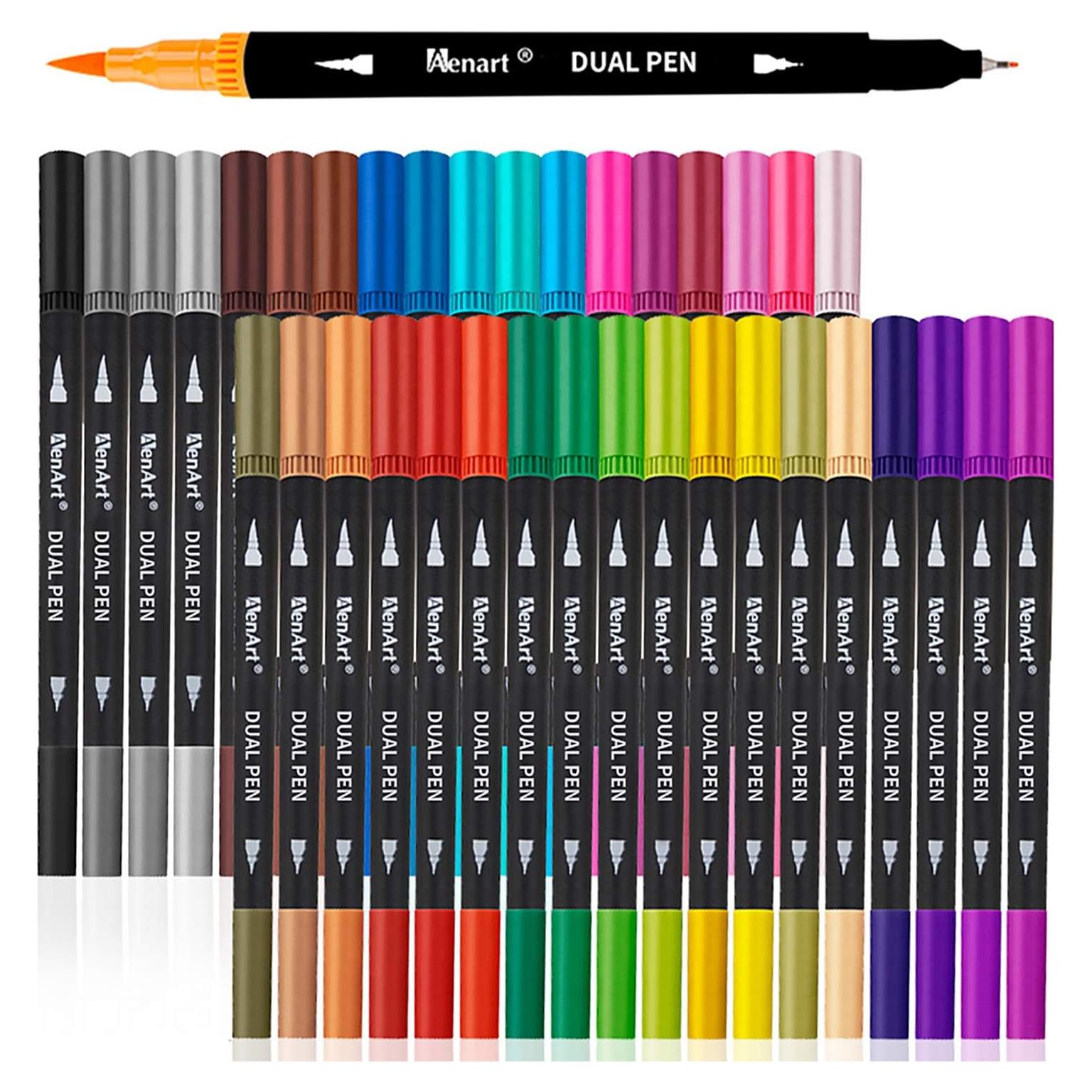 Marcadores Duales Aen Art 36 Colores Punta Fina y Pincel
