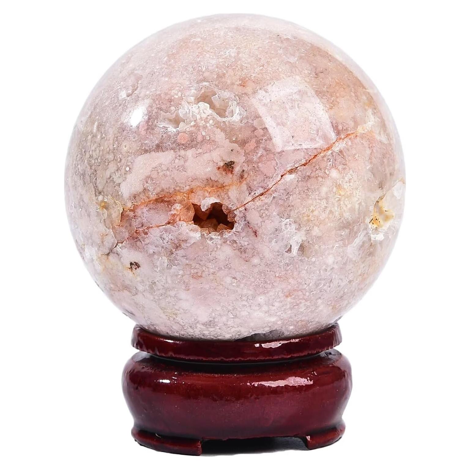 Bola de Cristal Ágata Flor de Cerezo CNYANFEI 60-70mm