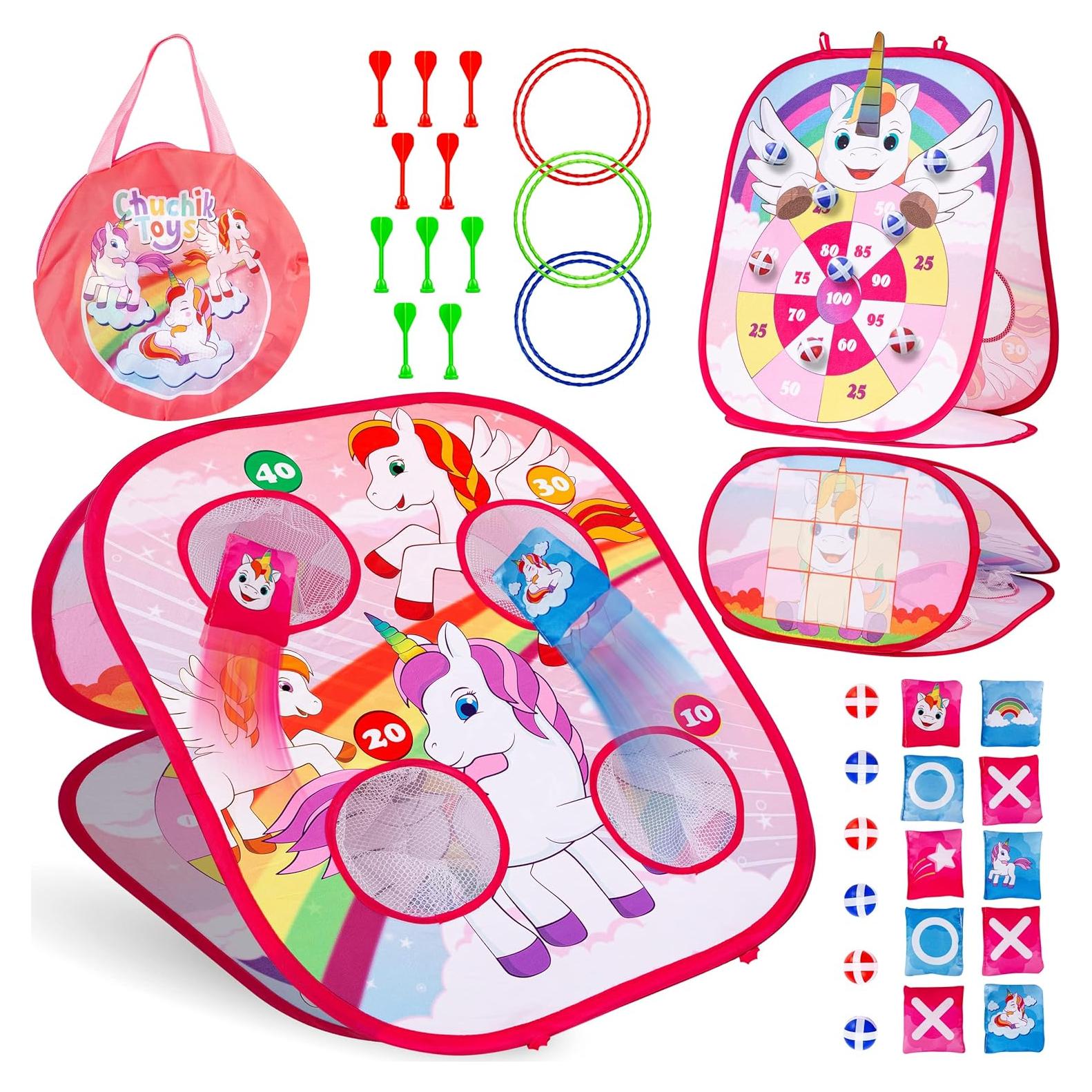 Juego 5en1 Chuchik Unicornio - Lanzamiento de Anillos y Dardos