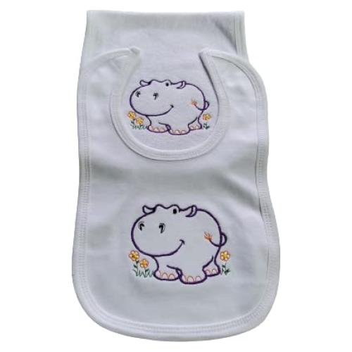 Set Babero y Paño de Eructo Happy Hippo 100% Algodón