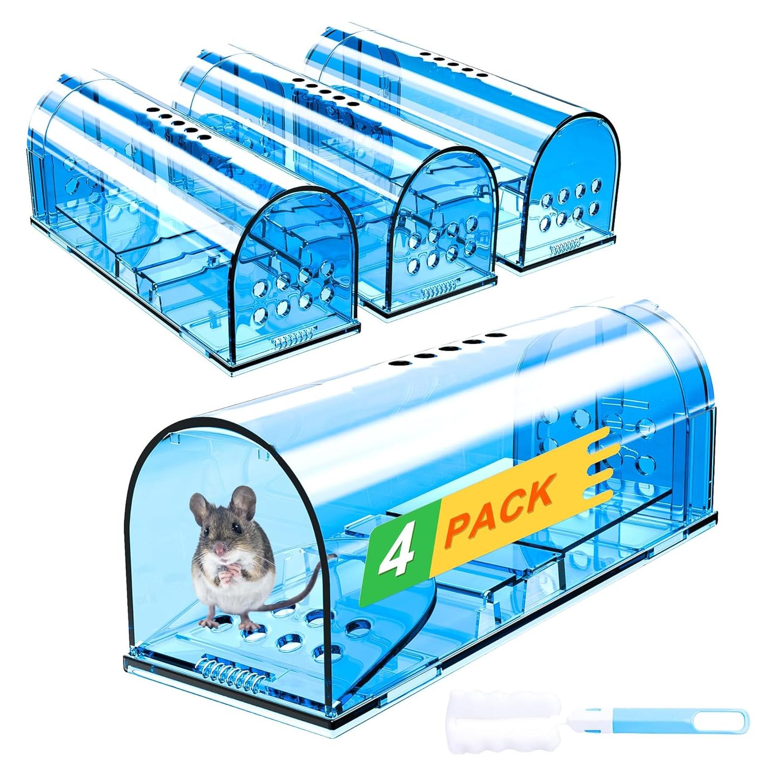 Trampa Humana para Ratones Wanqueen 4 Pcs Reutilizable Azul