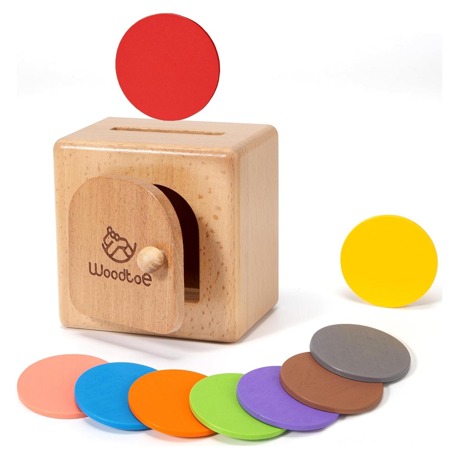 Caja de Monedas Montessori Woodtoe para Bebés 18 Meses