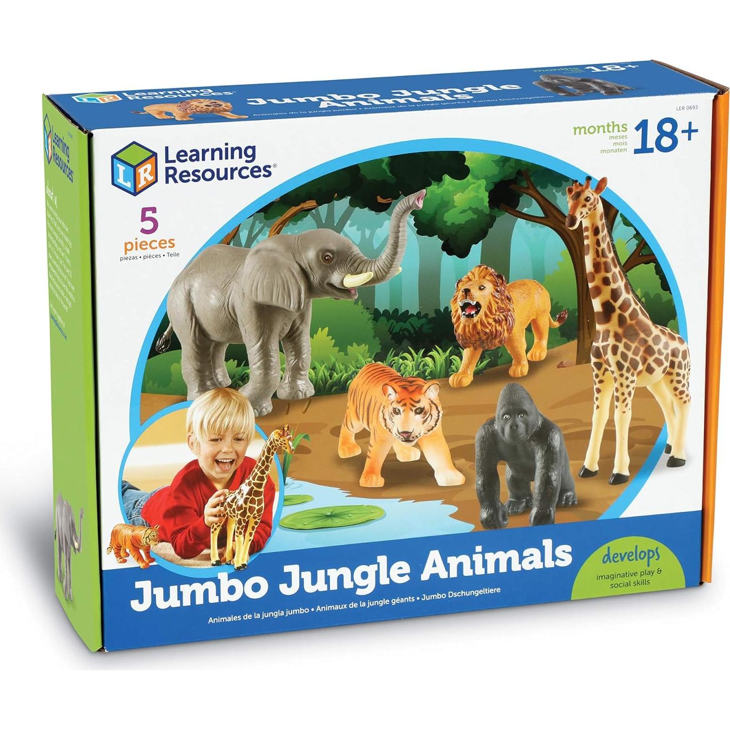 Juguetes de Animales de la Jungla Jumbo Recursos de Aprendizaje - 5 Piezas