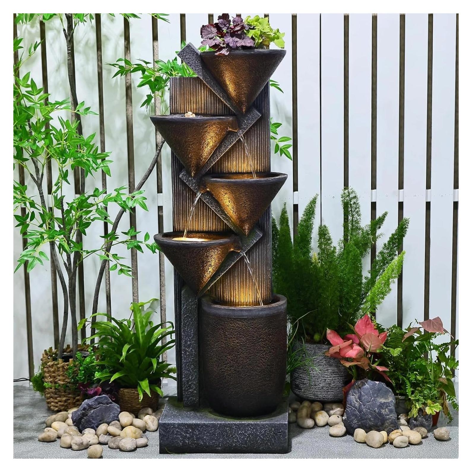 Fuente de Agua Exterior Bumilgar 126 cm con Luces LED