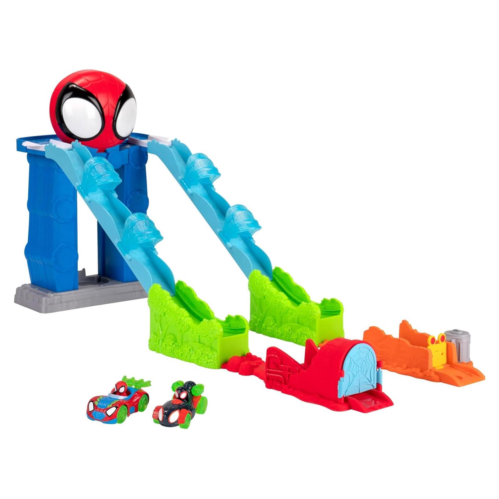 Pista Mega Salto Marvel Spidey 99 cm con Vehículos Exclusivos