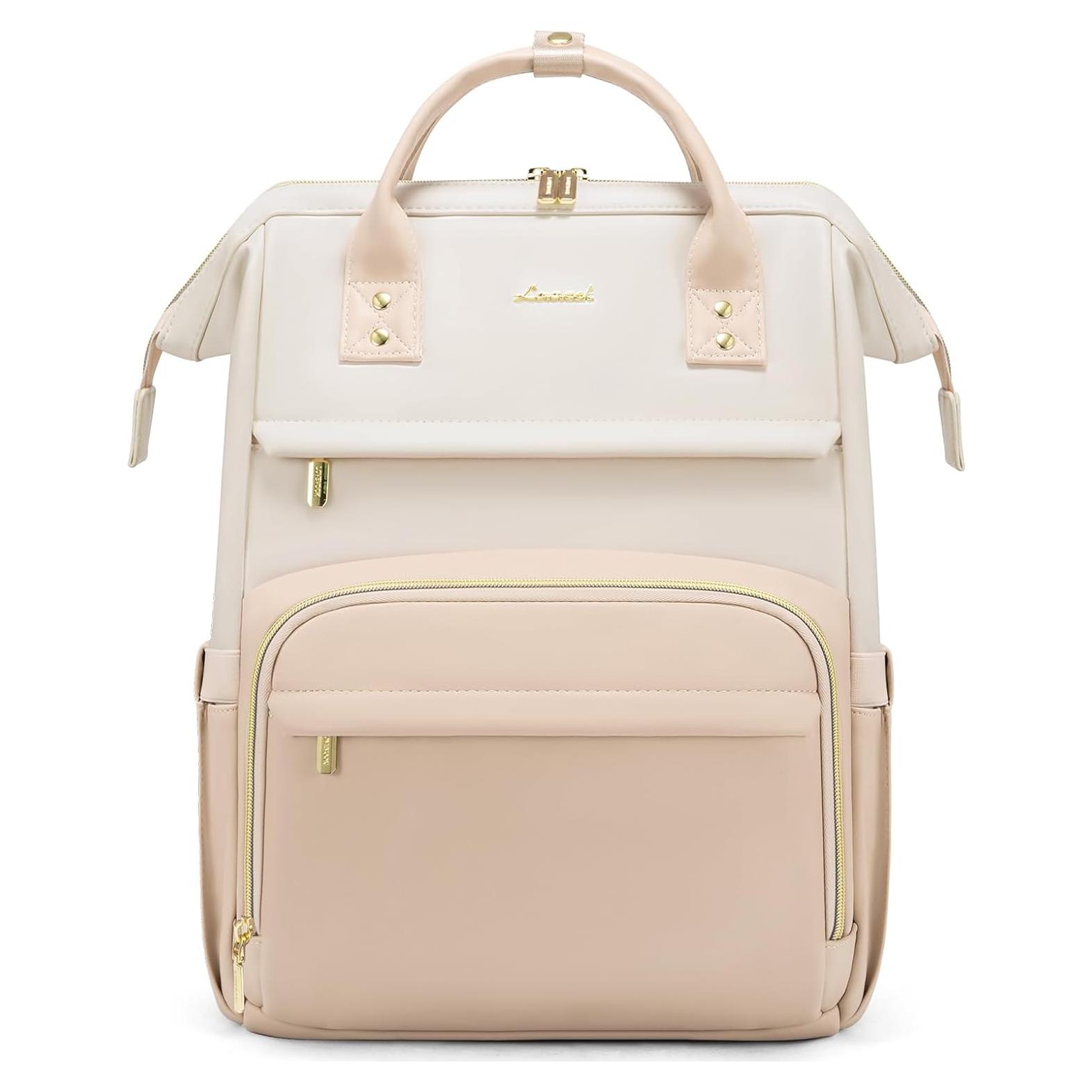 Mochila de Cuero LOVEVOOK para Laptop 15.6" Beige