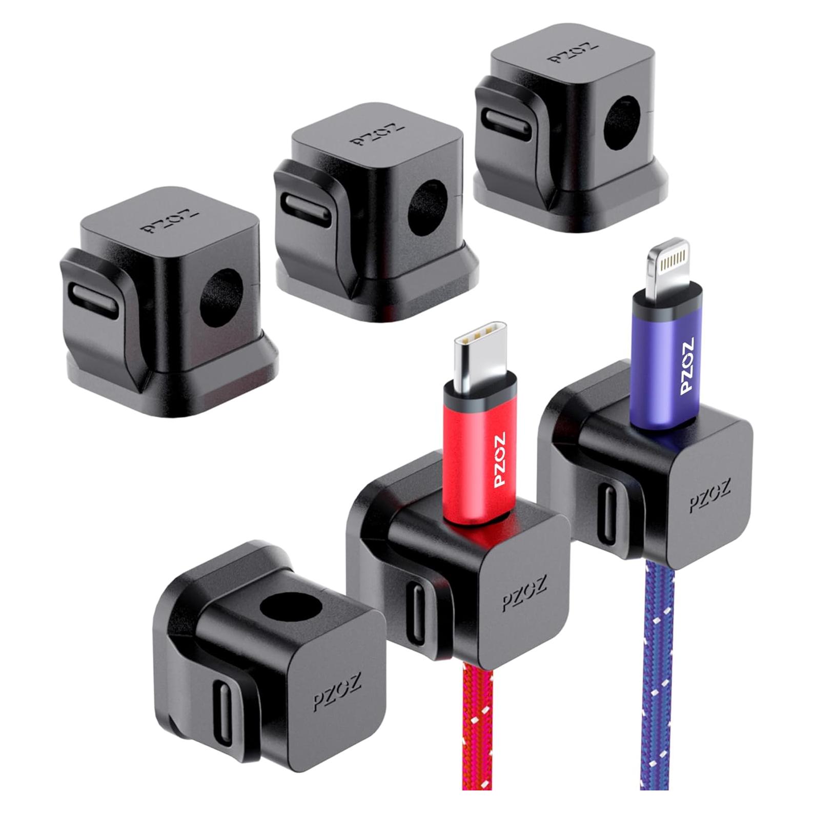 Organizador de Cables PZOZ 6 Clips Adhesivos Negro