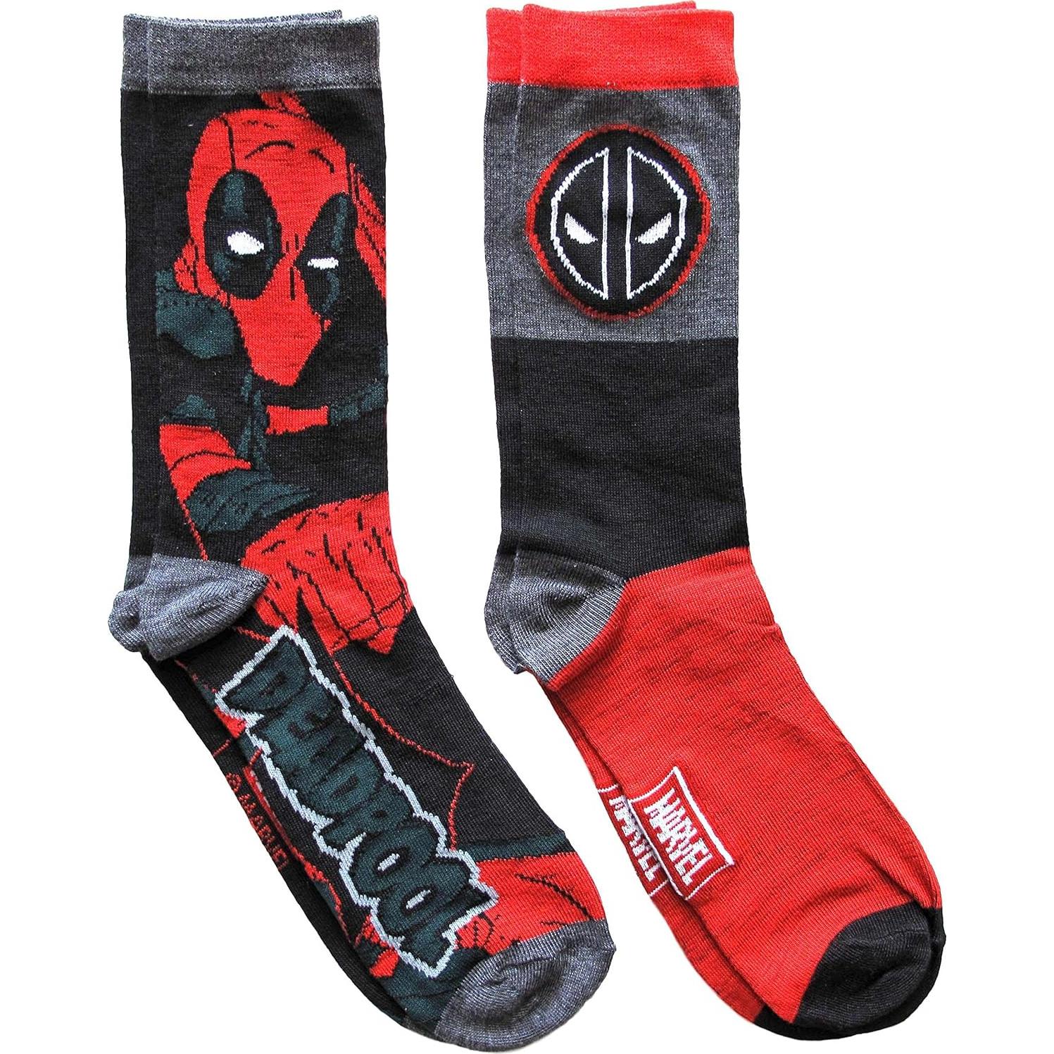 Calcetines de tripulación Marvel Deadpool 2 pares hombres 6-12