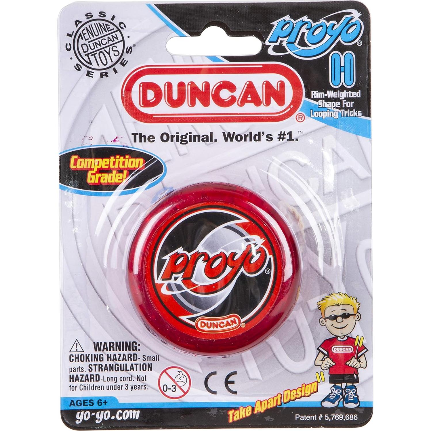 Duncan Toys ProYo Looper Yo-Yo, Beginner Yo-Yo with String, Wooden Axle and Plastic Body, Red