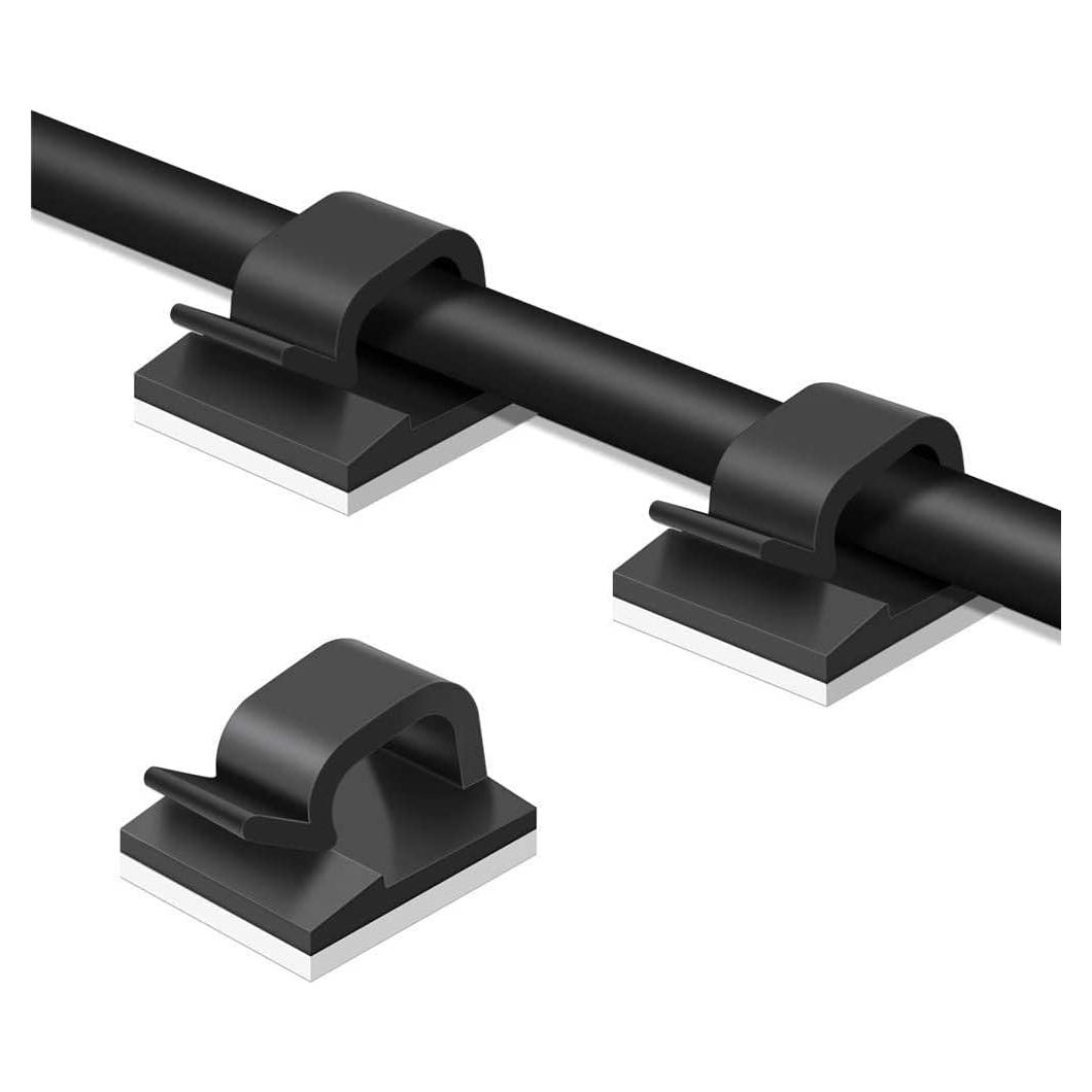 50 Clips de Cable Adhesivos WIIBROOK para Organización - Negro